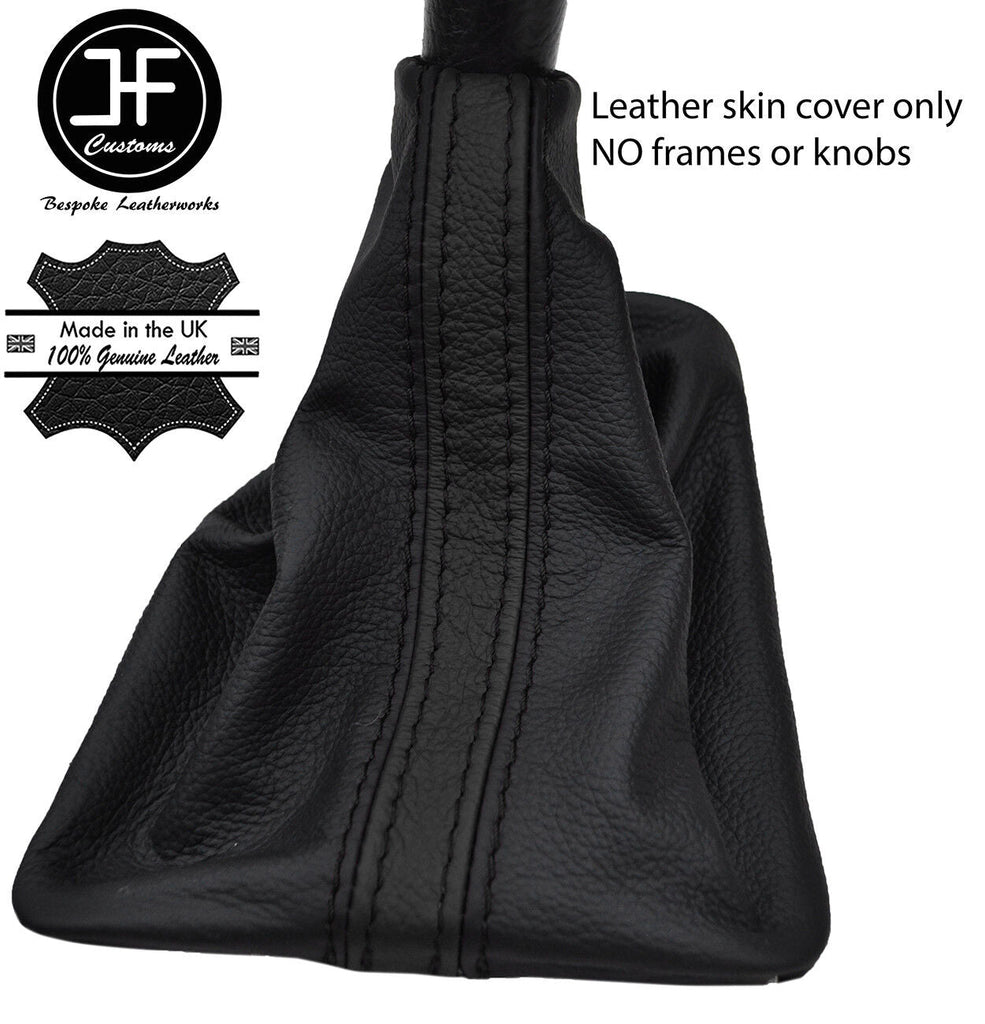 BLACK & BLACK STRIPE REAL LEATHER MANUAL GEAR GAITER FITS RENAULT LAGUNA 01-07