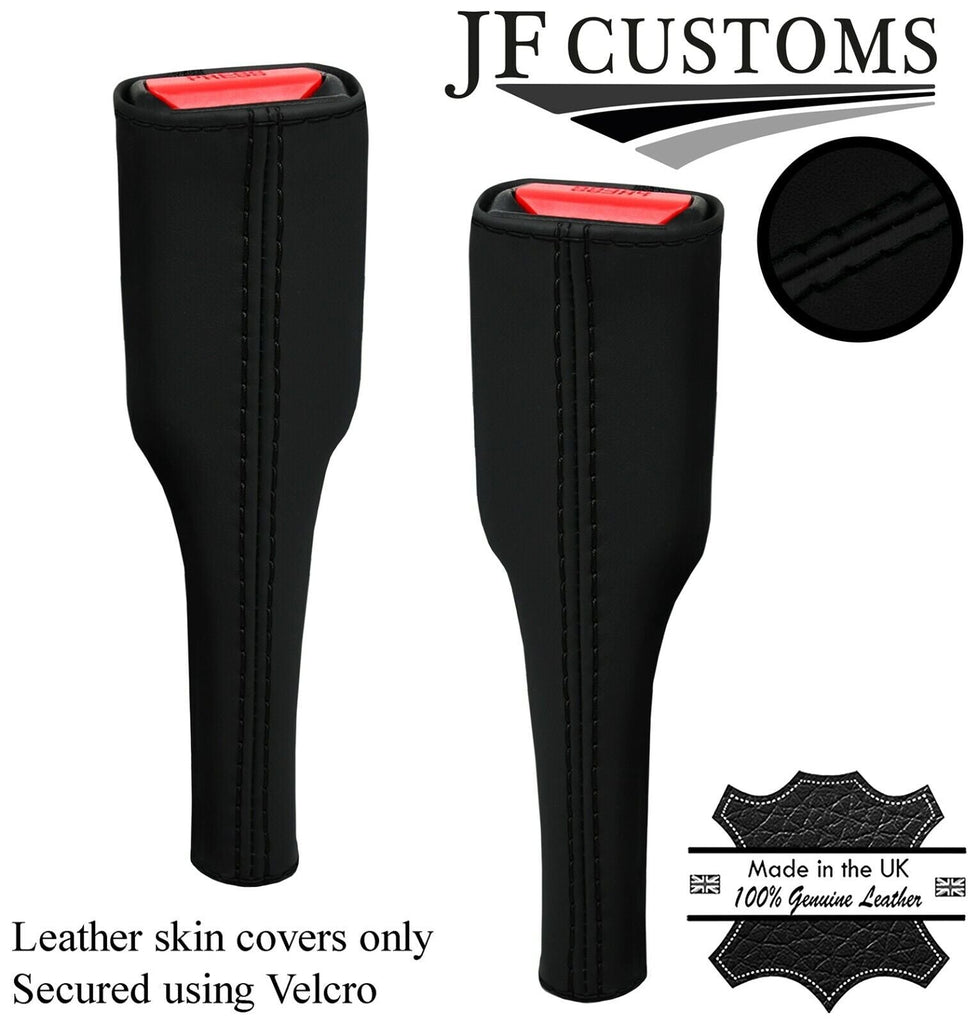 BLACK STITCH NAPPA LEATHER 2X SEAT BELT LONG COVERS FOR MINI R50 R52 R53 01-06