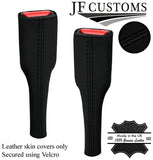 BLACK STITCH NAPPA LEATHER 2X SEAT BELT LONG COVERS FOR MINI R50 R52 R53 01-06