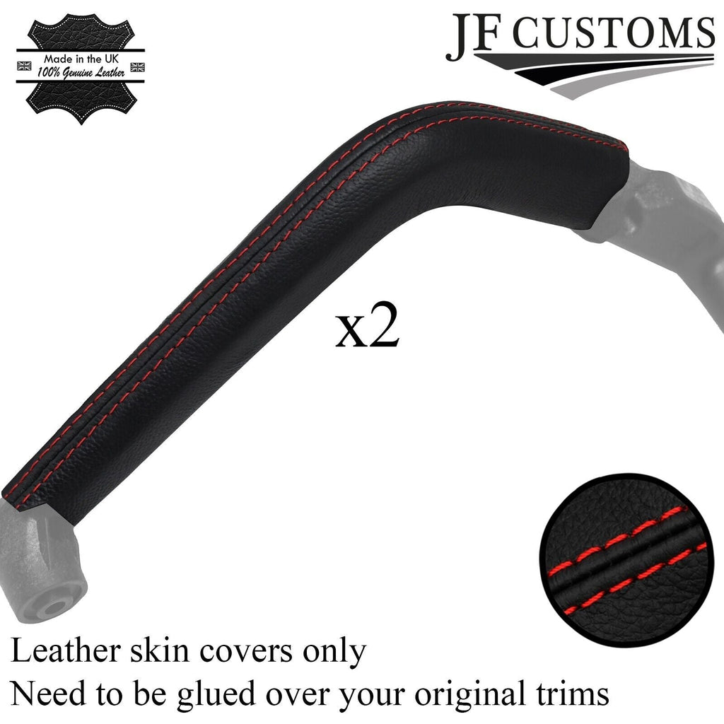 FITS PORSCHE CAYENNE 11-18 RED STITCH 2X CONSOLE GRAB HANDLE LEATHER COVERS