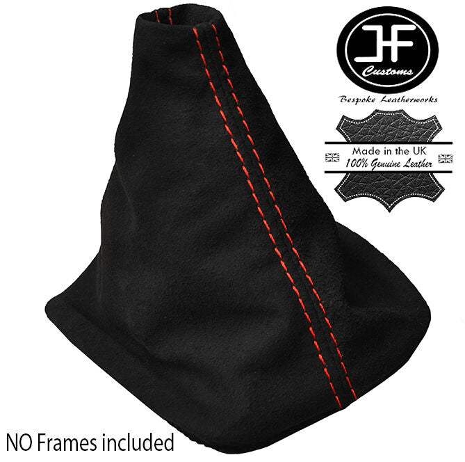 RED STITCHING MANUAL SUEDE SKIN GEAR GAITER FITS VW GOLF MK4 BORA 1998-2005
