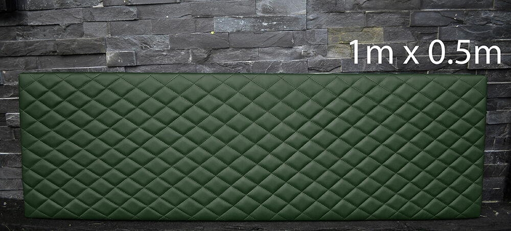 DARK GREEN LEATHER WITH PADDED DIAMOND STITCH 1Mx0.5M UPHOLSTERY FURNITURE AUTO