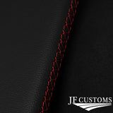 FITS NISSAN 370Z 09-20 RED CROSS STITCH LEATHER 2X SUN VISOR COVERS CUSTOM NEW