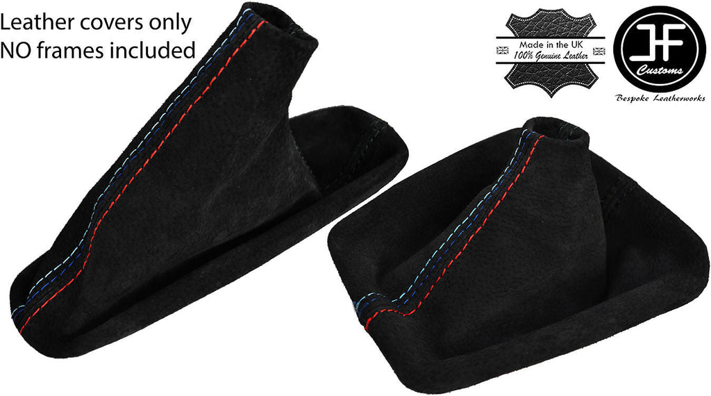 BLACK & TRI STITCH REAL SUEDE GEAR & HANDBRAKE GAITER FITS BMW E30 82-91