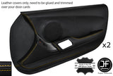 YELLOW STITCH 2X FULL DOOR CARD LEATHER COVER FOR TOYOTA SUPRA MK4 93-02 STYLE 2