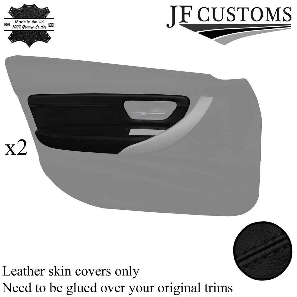 BLACK STITCH 2X FRONT DOOR CARD TRIM + ARMREST COVER FOR BMW F30 11-18 SALOON