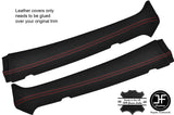 RED STITCH 2X UPPER B PILLAR LEATHER COVERS FITS CITROEN SAXO 96-04 3 DOOR