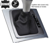 BLACK STITCH TOP GRAIN LEATHER AUTO GEAR GAITER FOR MERCEDES C CLASS W204 07-14