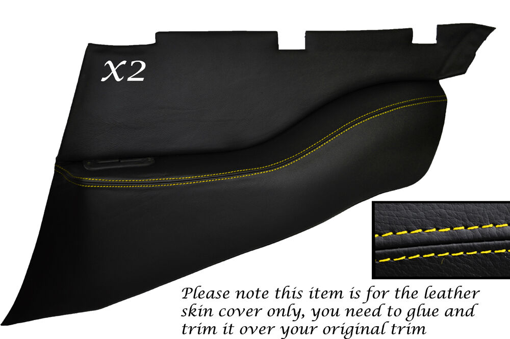 YELLOW STITCH 2X REAR DOOR CARD TRIM SKIN COVERS FITS PORSCHE 911 964 993 89-97