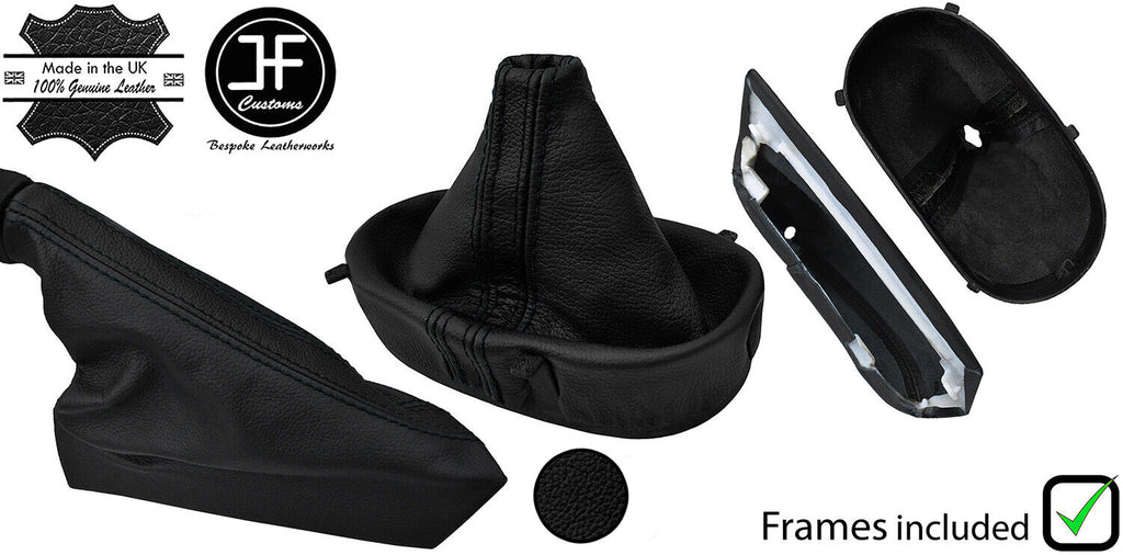 BLACK BLACK STRIPE LEATHER MANUAL GAITER SET + FRAME FOR CORVETTE C6 2005-2013