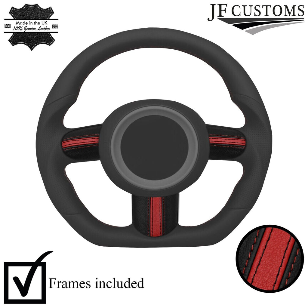 D RED STRIPE LEATHER 3-SPOKE STEERING TRIM COVERS+FRAMES FOR MINI R50 R52 R53
