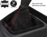 RED STITCH SUEDE MANUAL GEAR GAITER FOR PEUGEOT BIPPER 2008-2017 CUSTOM NEW