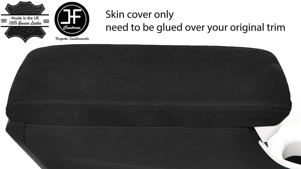BLACK STITCHING REAL SUEDE ARMREST LID COVER FITS TOYOTA PRIUS 2016-2018