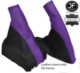 PURPLE BLACK LEATHER GEAR & HANDBRAKE GAITERS SET FOR VAUXHALL CORSA C 00-06