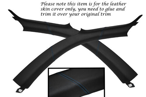 BLUE STITCH FITS AUDI TT MK1 COUPE 98-06 2X WINDSCREEN PILLAR LEATHER COVERS