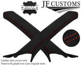 RED STITCH ITALIAN LEATHER 2X A PILLAR COVERS FITS PORSCHE CAYENNE 955 MK1 03-10