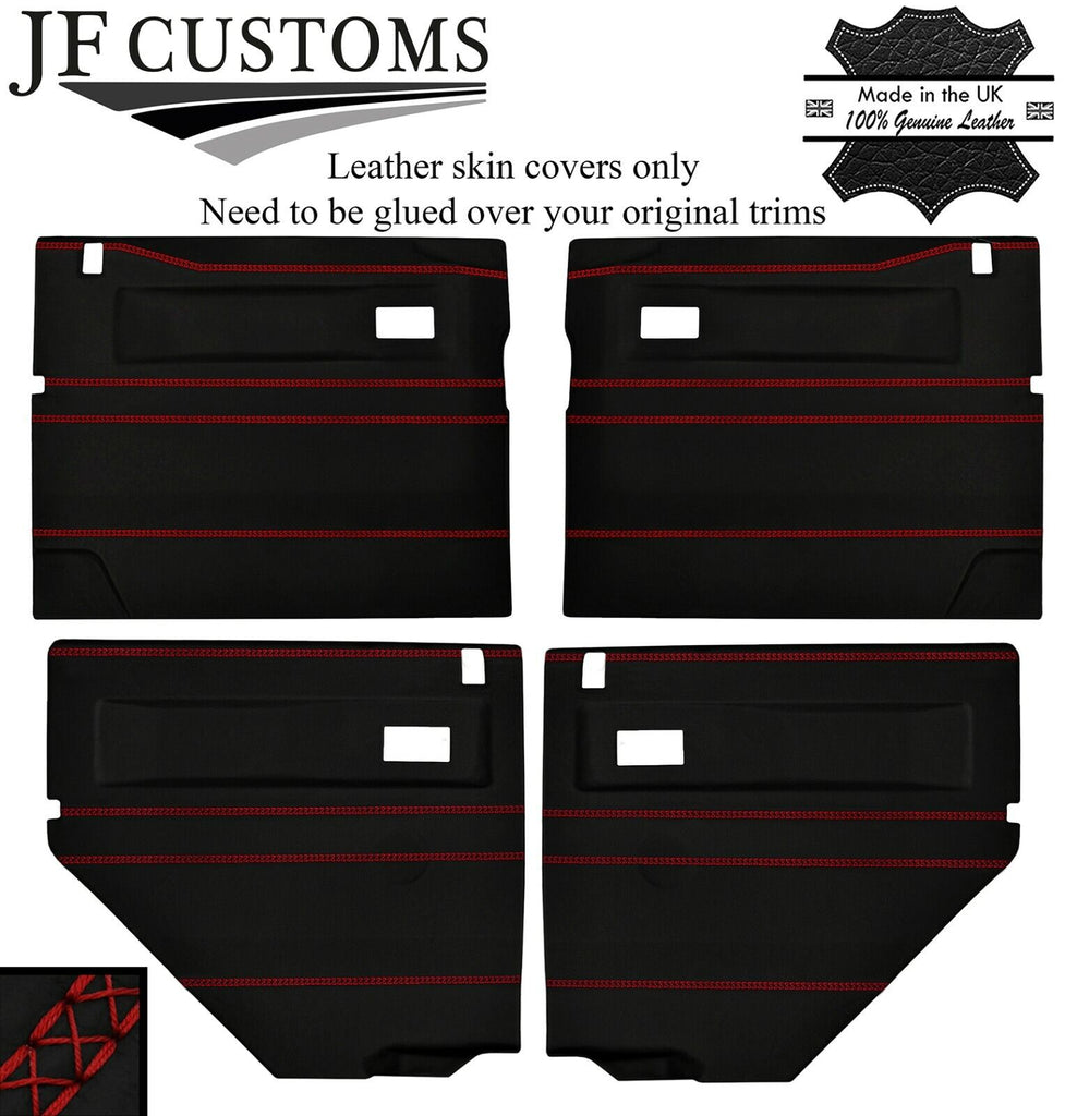 RED LUX-STITCH LEATHER 4X FRONT REAR DOOR COVERS FOR DEFENDER 110 STYLE2