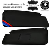 BLACK STITCH TRI STRIPE 2X SUN VISORS LEATHER COVERS FOR BMW 3 SERIES E36 92-99