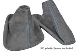 BLUE STITCH GRAPHITE SUEDE GEAR HANDBRAKE GAITER FOR BMW 3 SERIES E36 E46