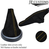 YELLOW STITCH SUEDE MANUAL GEAR & HANDBRAKE GAITER FOR BMW MINI R50 R52 01-06