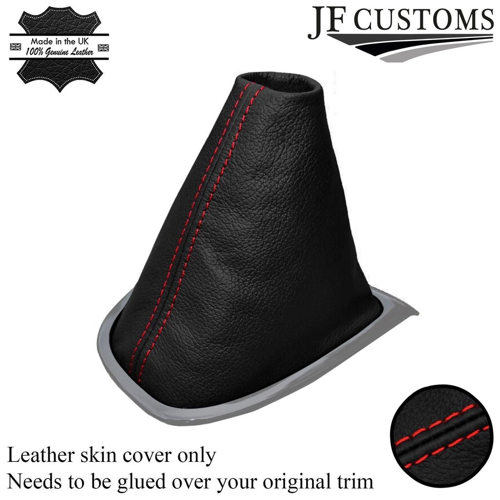 RED STITCHING MANUAL LEATHER GEAR GAITER FITS RENAULT CAPTUR 2013-2015