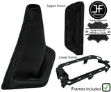 BLACK STITCH LEATHER HANDBRAKE GAITER +2X PLASTIC FRAME FOR MAZDA MX5 MK3 08-15