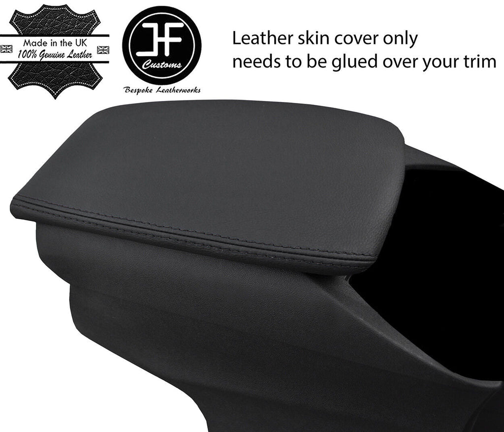 BLACK STITCHING REAL LEATHER ARMREST LID COVER FITS CITROEN DS5 2011-2017