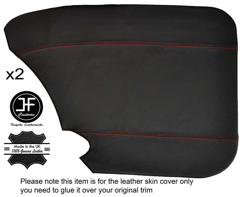 RED STITCH 2X REAR DOOR CARD LEATHER COVERS FITS VW BEETLE CLASSIC CUSTOM NEW