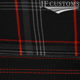 RED STITCH LEATHER+RED TARTAN 2X DOOR CARD COVER FOR TRIUMPH TR7 76-81 JF2