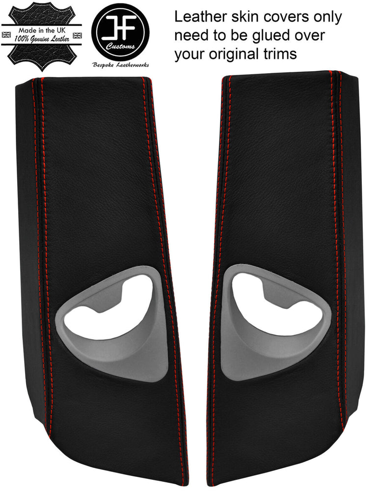 RED STITCH 2X UPPER B PILLAR LEATHER COVERS FOR BMW 6 SERIES E63 COUPE 04-10