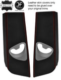 RED STITCH 2X UPPER B PILLAR LEATHER COVERS FOR BMW 6 SERIES E63 COUPE 04-10