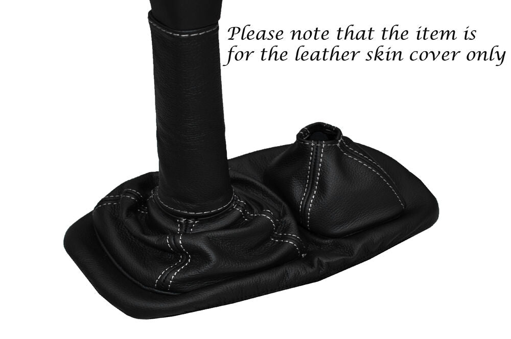 WHITE STITCH LEATHER GEAR GAITER FITS LAND ROVER DEFENDER 07-14 OVER RUBBER