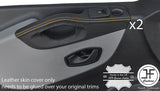 YELLOW STITCH 2X FRONT DOOR HANDLE TRIM LEATHER COVERS FITS RENAULT TRAFIC 14-18