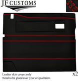 RED LUX-STITCH LEATHER 2X FRONT DOOR COVERS FOR LAND ROVER DEFENDER 90 110