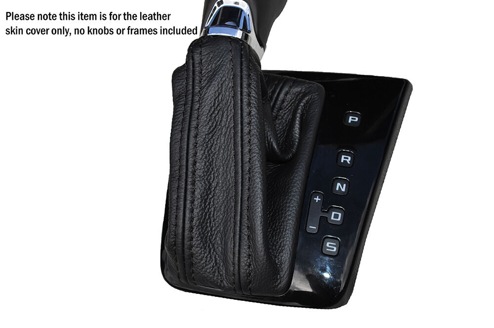 BLACK STITCH LEATHER AUTO AUTOMATIC DSG GEAR GAITER FITS SKODA SUPERB 2014+
