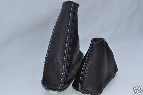 FITS BMW X5 E53 99-2007 AUTOMATIC LEATHER GEAR HANDBRAKE COVERS TRI STITCHING
