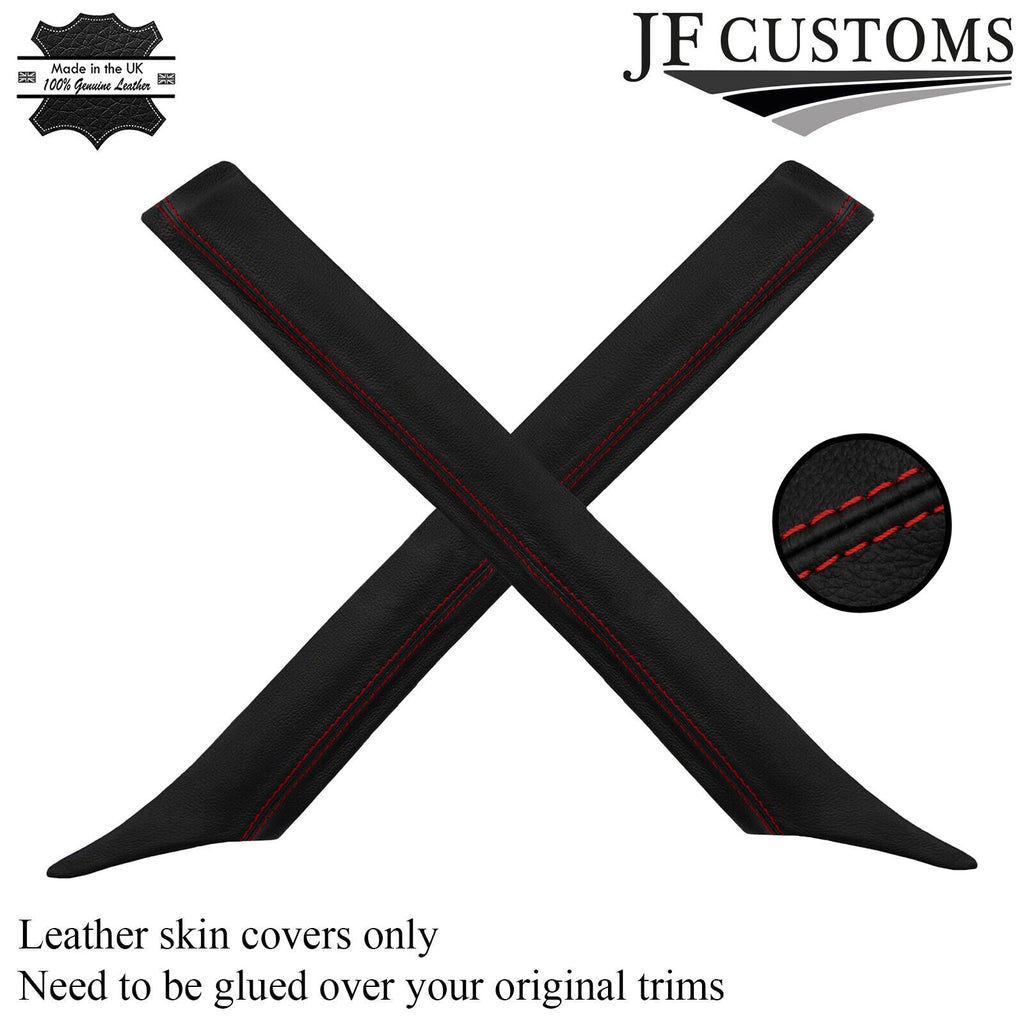 DARK RED STITCH 2X A PILLAR REAL LEATHER COVERS FITS BMW E30 84-93 CONVERTIBLE