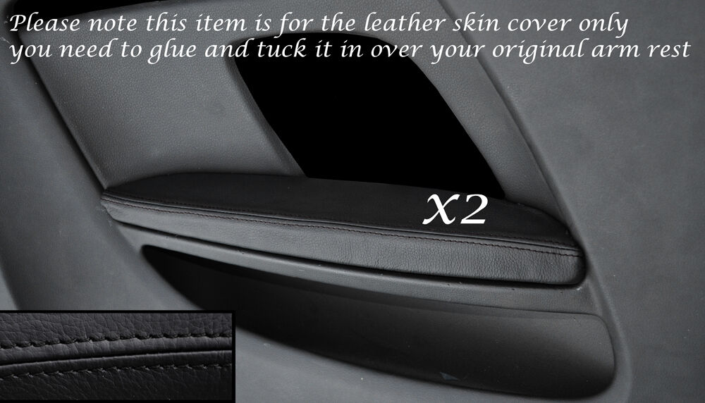 BLACK STITCH 2X REAR DOOR CARD ARMREST LEATHER COVERS FITS AUDI A5 07-14 3 DOOR