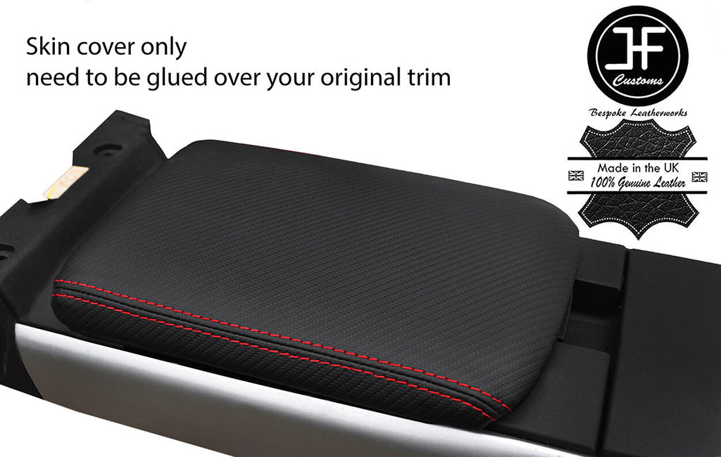 RED STITCHING CARBON FIBER VINYL REAR ARMREST COVER FITS MAZDA RX8 2003-2012