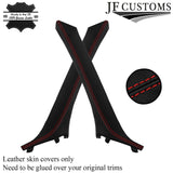 RED STITCH ITALIAN LEATHER PILLAR KIT COVERS FOR BMW 5 SERIES F10 F11 10-16