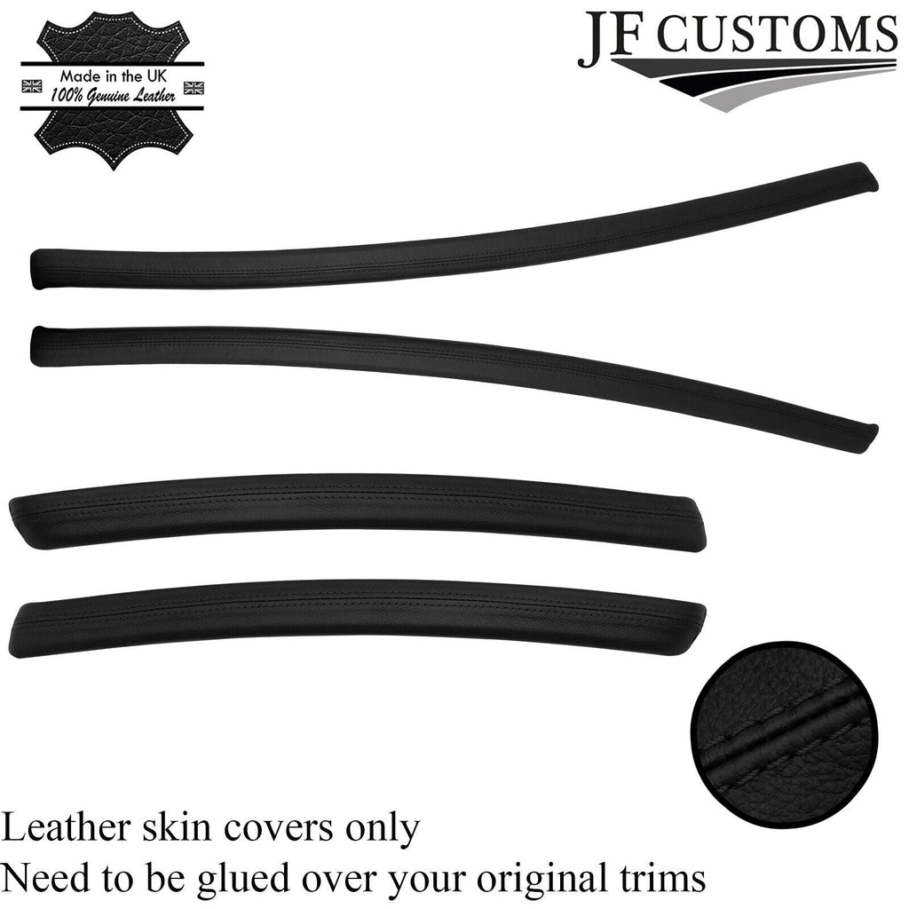 BLACK STITCH 2X FRONT+ 2X REAR LEATHER DOOR CARD TRIM STRIP COVERS FITS BMW E92