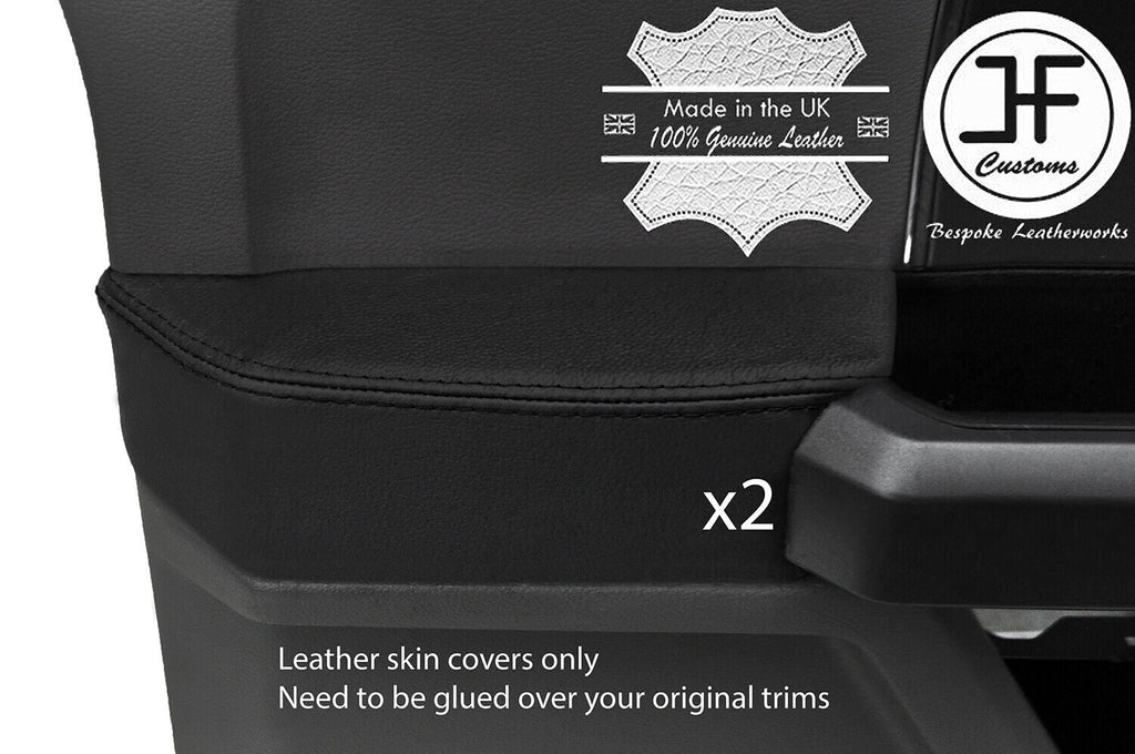 BLACK & BLACK LEATHER 2X REAR DOOR CARD TRIM COVER FOR FORD F-150 F150 15-19