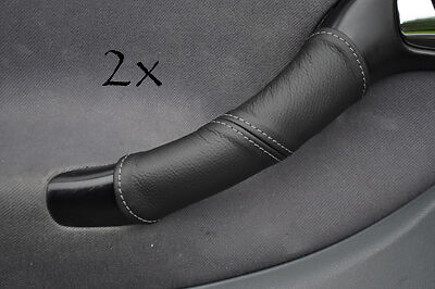 FITS SEAT LEON TOLEDO 99-05  2X FRONT DOOR HANDLE LEATHER COVERS grey stitching