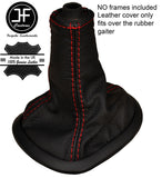 RED STITCHING LEATHER GEAR GAITER OVER RUBBER FITS TOYOTA YARIS 2006-2008