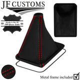 RED STITCH LEATHER GEAR GAITER+METAL FRAME FITS TOYOTA PASEO CYNOS 92-97