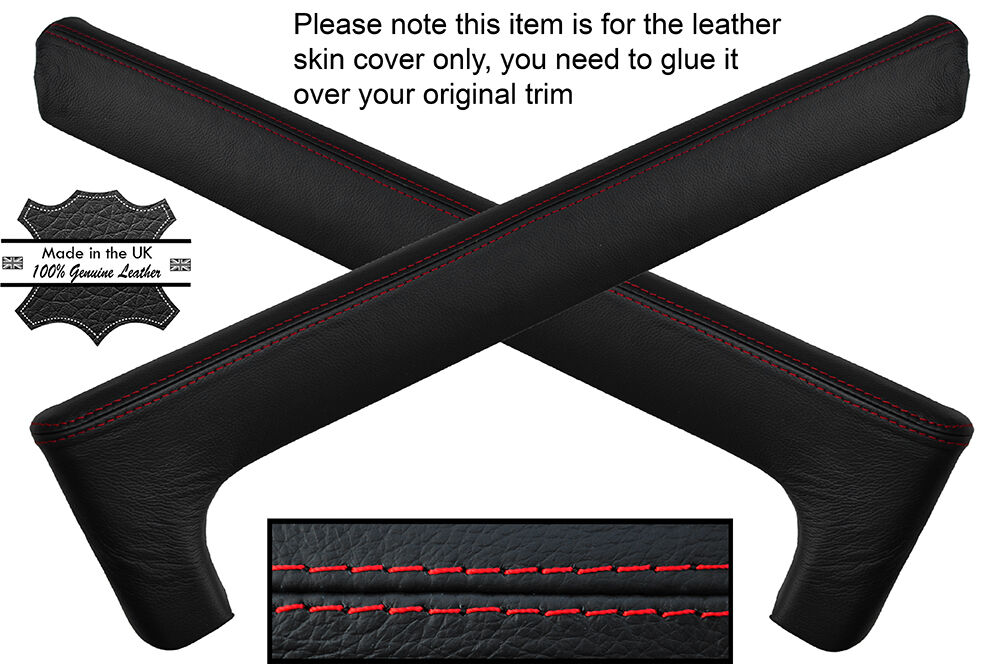 RED STITCHING 2X LEATHER KNEE PADS SKIN COVERS FITS PORSCHE 911 1986-1989