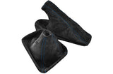 BLUE STITCH DARK GREY SUEDE MANUAL GAITERS FITS BMW 3 SERIES E36 E46 92-05