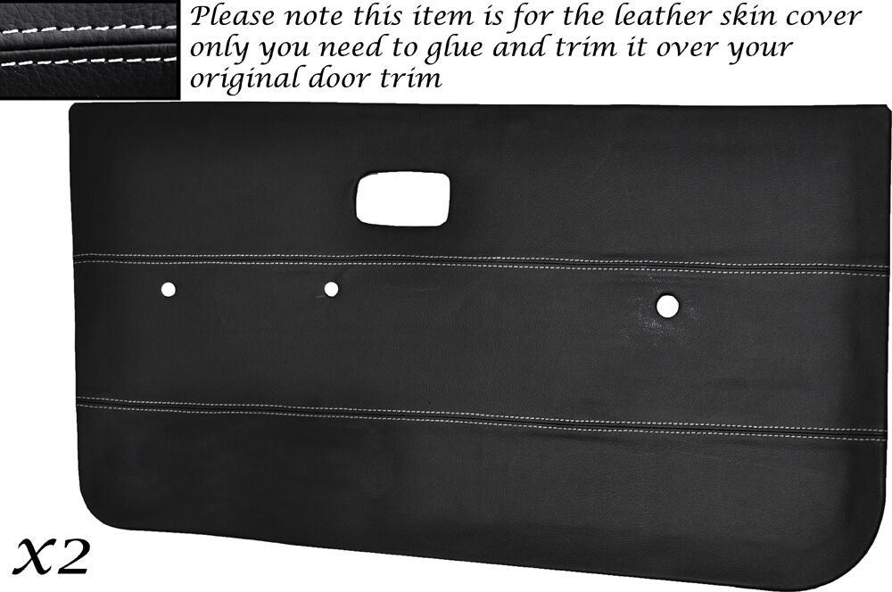 WHITE STITCH 2X DOOR CARDS LEATHER COVERS FITS VW GOLF MK1 JETTA CADDY 5 DOOR