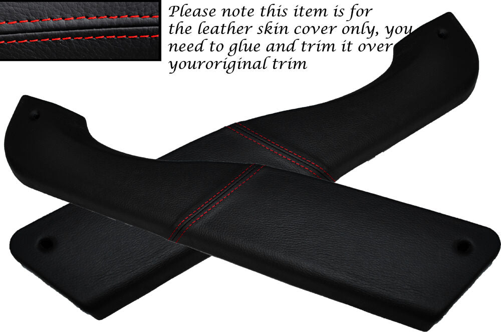 RED STITCH 2X DOOR POCKET LEATHER COVERS FITS ALFA ROMEO GTV SPIDER 916 95-05