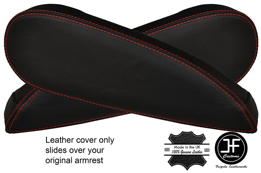 RED STITCH 2X SEAT ARMREST LEATHER COVERS FITS CITROEN C4 PICASSO VTR+ 06-13
